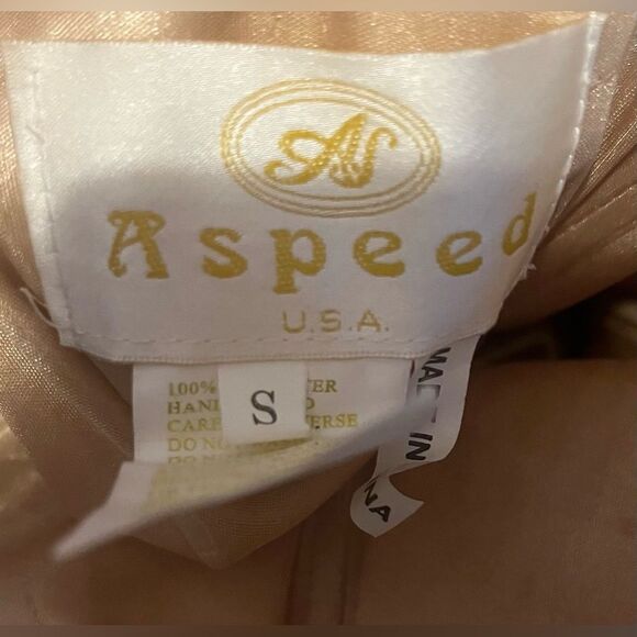 Aspeed Belle Inspired Gold Sequin Hand Beaded Strapless Prom Dress Size S - Picture 7 of 8